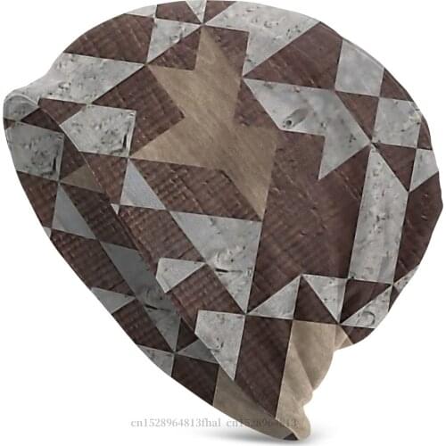 Knitted Hat Geometric Wooden Texture Pattern Fashion Beanie Caps For Men Women Skullies Beanies Ski Caps Soft Bonnet Hats