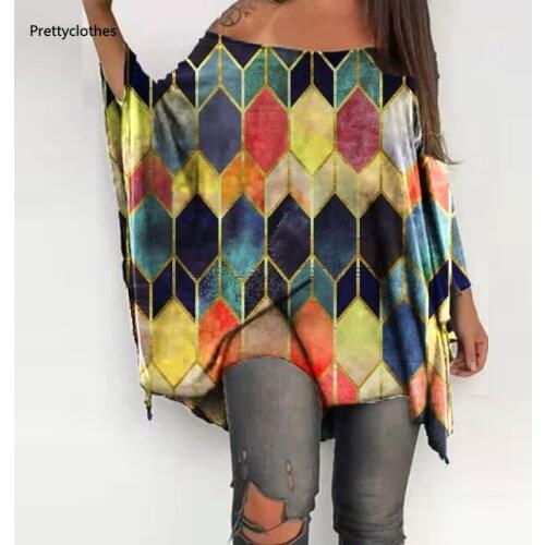 Explosive Casual V-Neck Stitching Loose T-Shirt Long-Sleeved Tops Women Clothing Top Female Bat Shirts Spring And Fall Print