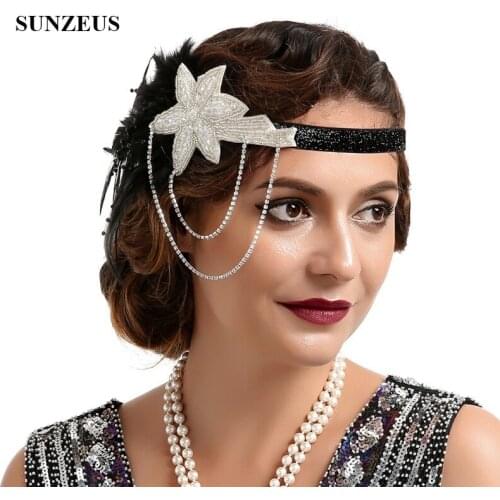 Champagne Feathers Beaded Headband for Women Party Hair Accessories 2021 Fashion Fanscinators Headwear Beaded BQ008