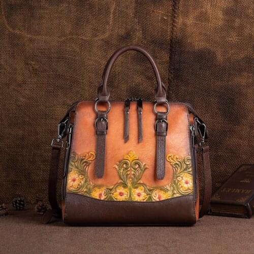 Restoring Ancient Ways Leisure Chinese Style Classic Multi-Function Cowhide Womens Handbags High Quality Shoulder Bags