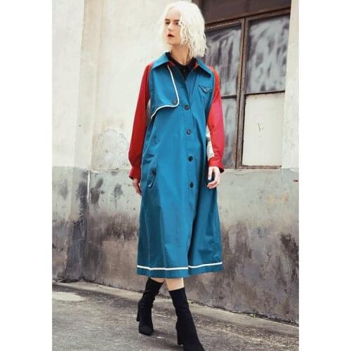 Women Windbreaker Coat Office Style High-Quality Personalized Design Spring And Autumn Color Matching Sport Loose