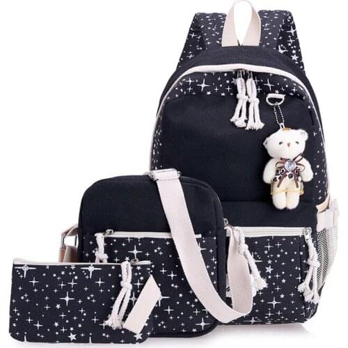 ZIRANYU 3Pcs/set Women Canvas School Backpacks College Schoolbag Fashion Teenager Girl And Boys Rucksack Moclila Shoulder Bag
