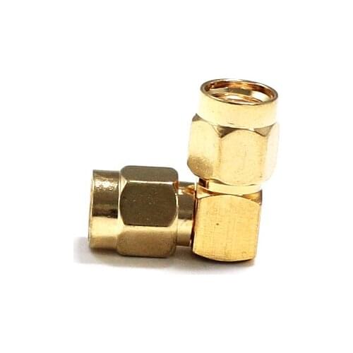 1pc NEW RP-SMA Male Plug to RP-SMA Plug inner hole RF Coax Adapter convertor Right Angle Goldplated wholesale
