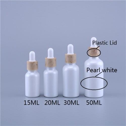 10pcs/lot Pearl White Essential Oil Dispensing Bottle Dropper Essence Bottle Glass Refilable Bottles 15ml 20ml 30ml 50ml