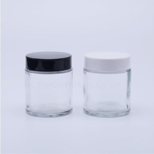 100pcs 80g Glass Cream Jars Cosmetic Packaging with lid plastic caps & inner liners round empty small glass jars