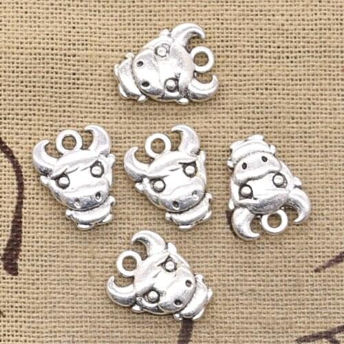 12pcs Charms Cow Bull Ox 12x15mm Antique Making Pendant fit,Vintage Tibetan Silver color,DIY Handmade Jewelry