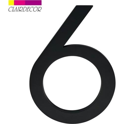 15cm aluminum material metal 3D modern house number #6 outdoor waterproof anti-rust durable home hotel door panel letter