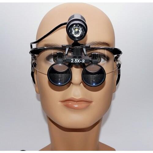 2.5X Dental Loupe Magnifier Binocular Magnifier Surgery Surgical Medical Operation Loupe with Spotlight Head Light
