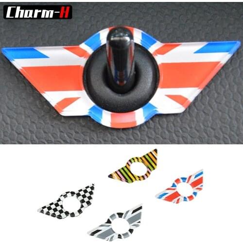 2Pcs Car Interior Window Door Lock Pin Decorative Sticker Acrylic Decal For Mini Cooper JCW One+ S R55 R56 R57 R58 R59 Clubman