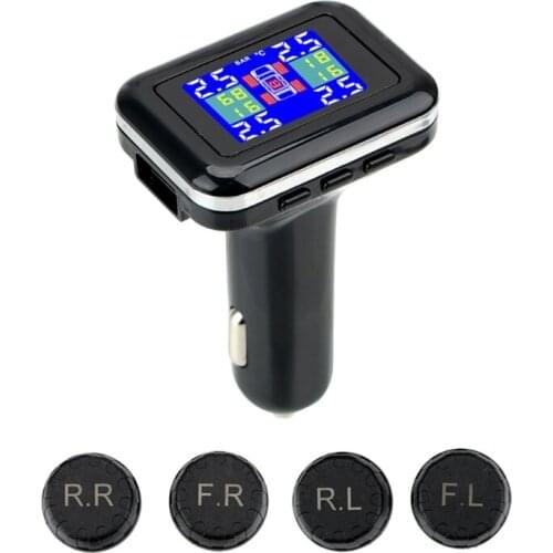 2021 New Tire Pressure Monitoring System Sensor Universal LCD Display Cigarette Lighter