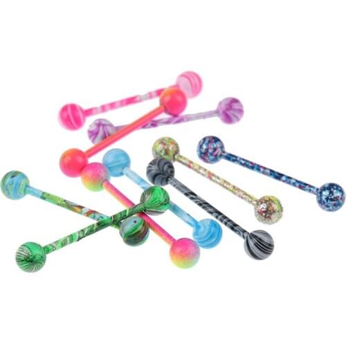8Pcs/9Pcs/10Pcs Stainless Steel Long Industrial Barbell Ring Tongue Nipple Bar Tragus Helix Ear Piercing Body Jewelry