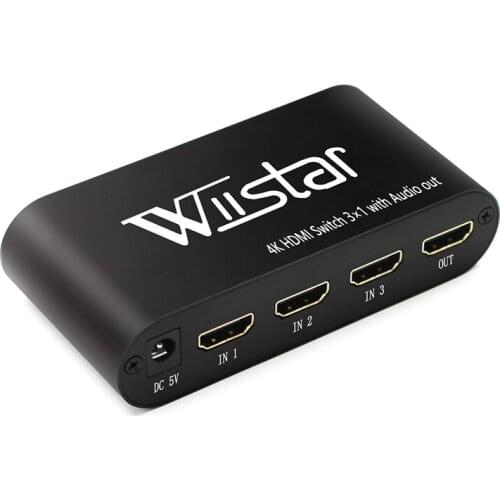 HDMI Switcher Adapter 3 x 1 1.4V 4K@30Hz with Audio Extractor Optical Toslink 3.5mm Audio Output splitter for HDTV Monitor