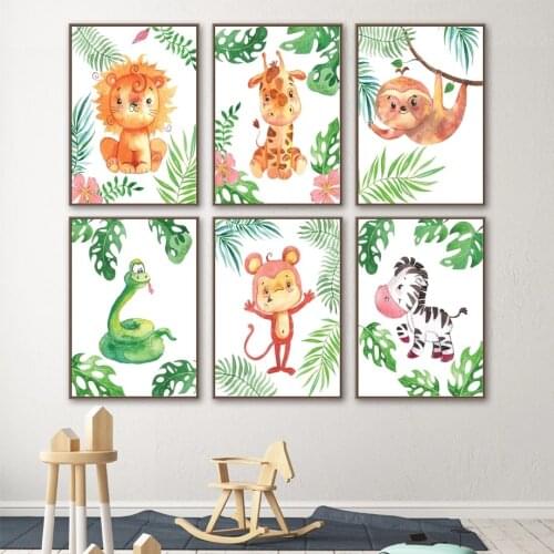 5D DIY Diamond Painting Cartoon Animals Baby Kids Lion Giraffe Monkey Zebra Snake Nursery PicturesRoom Decor Wall Art Painting