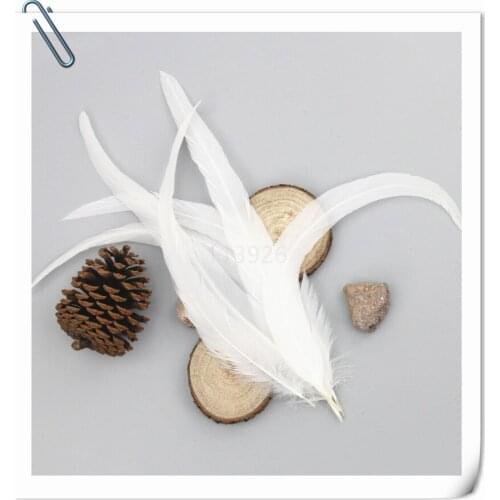 Free shipping! 100Pcs 16-18 Inches(40-45cm) pure white Rooster FeatherS rooster tail feather bleached coque Saddle feather