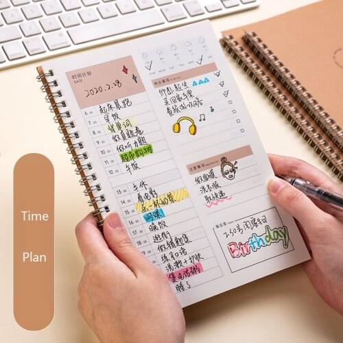 A5/B5 Kraft Paper Notebook Sprial Coil Daily Hand Journal Diary Plan Sketchbook Notepad Planner 2021 Organizer Time Management