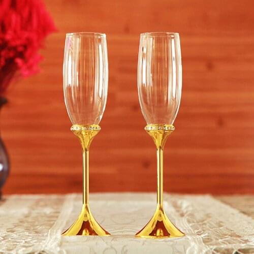 2 pcs Champagne Goblet Glassware Wine Glass Juice Drink Cocktail Wedding Application Creative Household Products Crystal ZJB007