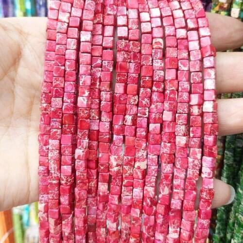 Natural Stone Beaded Serpentine Painting Jewelry Making 4~6mm Cube Colorful Loose Beads Women DIY Bracelet Necklace Parts 15
