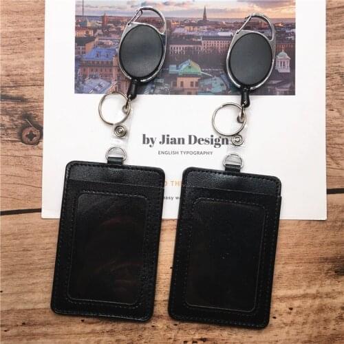 Black Retractable Pull Badge Reel ABS Plastic Character Scalable Student Nurse Exhibition PU Business Card Badge Holder