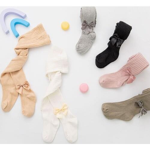 Bowknot Baby Pantyhose Cotton Winter Warm Tight Kids Girls Soft Breathable Stockings Toddler Baby Girls Fashion Knitted Tights
