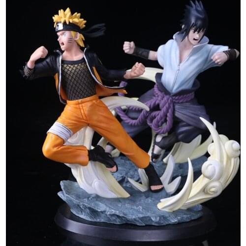 Naruto Shippuden Anime Action Figure Uzumaki Naruto VS Uchiha Sasuke Battle Figma Statue Model Collectible Toy For Children Gift
