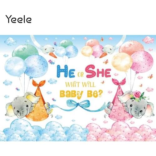 Yeele Baby Shower Elephant Backdrop For Photography Boy Or Girl Gender Reveal Party Background Photocall For Photo Studio Props