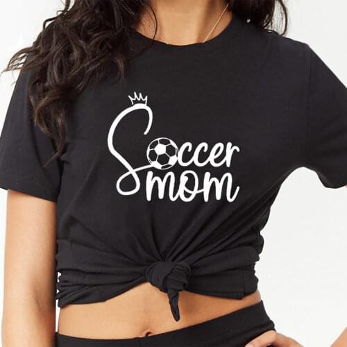 New Soccer Mom Funny Printed 100%Cotton Womens T Shirt Mom Life Casual O-Neck Pullover Short Sleeve Tops Football Lover Tee
