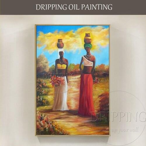 Skilled Artist Handmade High Quality African Woman Oil Painting on Canvas Rich Colors African Portraits Oil Painting Decoration