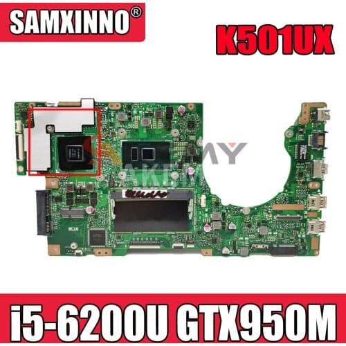K501UX 8GB RAM i5-6200U CPU GTX950M/2G VRAM Mainboard REV 2.0 For ASUS K501UX K501UW K501U K501UB laptop motherboard 100%Tested
