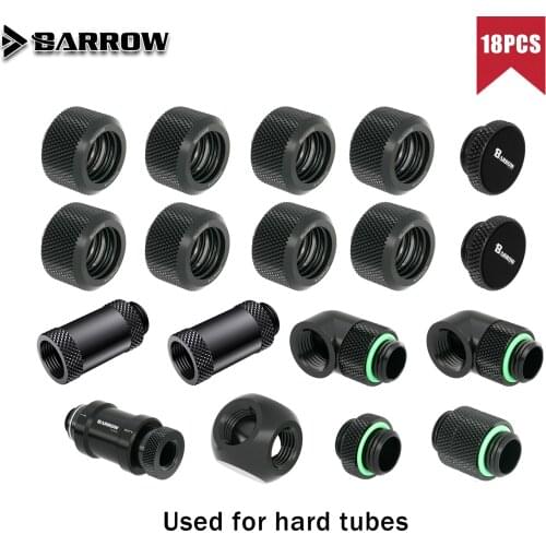 Barrow Fitting Kit OD12mm/14mm/16mm Hand Compression Hard Tube Fitting / Rigid Tubing Water Cooling Metal Connector G1/4 Fitting