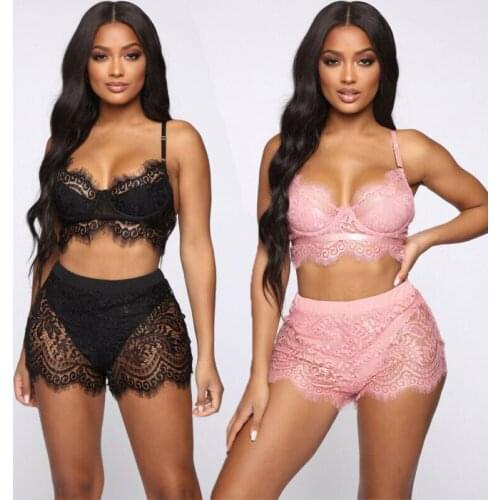 Stay Home Sexy lingerie set Women Lace Bralette Push Up Bra G-string Set Lingerie Sleepwear Gift micro bikini sexy clothes