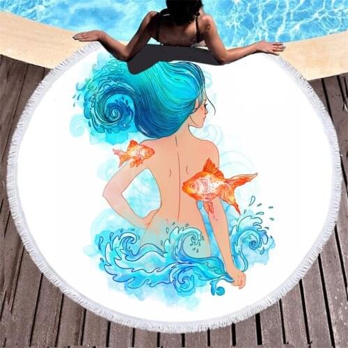 Beautiful Blue Mermaid Print Bath Towel 3D Microfiber Adult Children Bathroom Swimming Quick Dry Absorbent Beach Towels