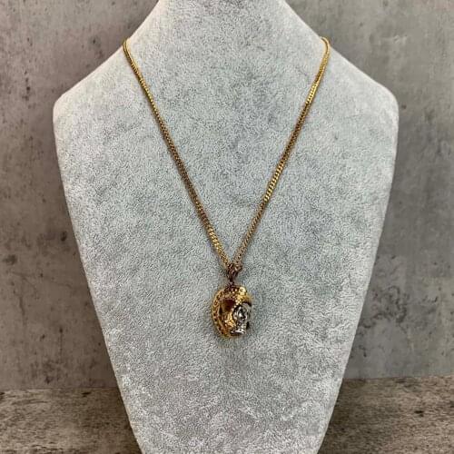 Hot Brand Fashion Jewelry For Women Gold Plated Skull Party Fashion Jewelry Skull Necklace Pendant Vintage Gold Color Design