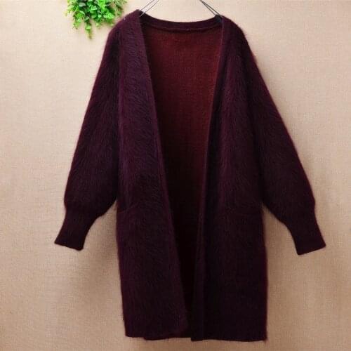 Top fashion genuine mink cashmere sweater women pure rabbit fur cardigan knitted mink jacket winter long fur coat fast shipping