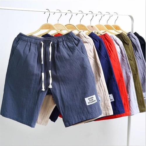 New Men Fashion Shorts Mens 9 Color Big Size Shorts 2020 Summer Casual Patchwork Loose Shorts Cotton Linen Trousers
