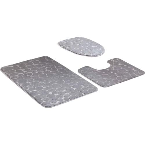 3pcs/Set Bath Mat Set Anti-Slip Bathroom Rug U-Shaped Toilet Mat Lid Cover Toilet Bath Non-Slip Mats Floor Carpet Set Mattress