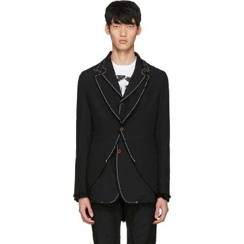 Homemade 2018 new mens suit double layer splicing leisure loose. S-6XL