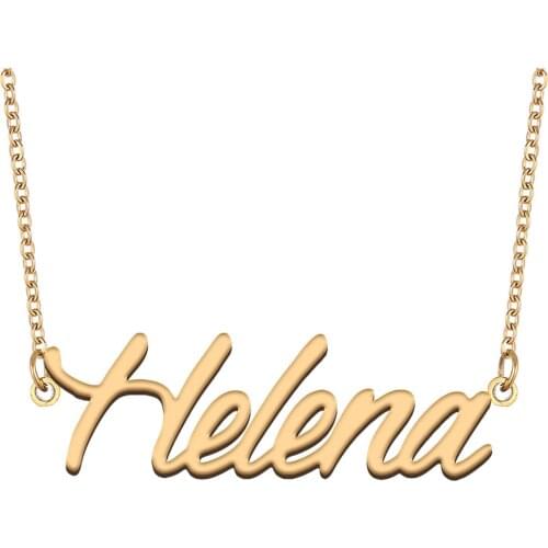 Helena Name Necklace for Women Stainless Steel Jewelry 18k Gold Plated Nameplate Pendant Femme Mother Girlfriend Gift