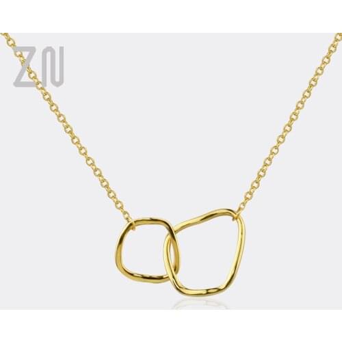 ZN Korean Ins Style Necklace Fashion Simple Jewelry Accessories Gifts Trendy Geometric Double Loop Pendant Necklaces for Women