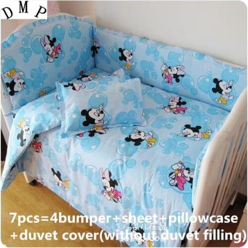 6/7pcs baby crib bedding ropa cuna washable cotton kit berço soft thickening,120*60/120*70cm