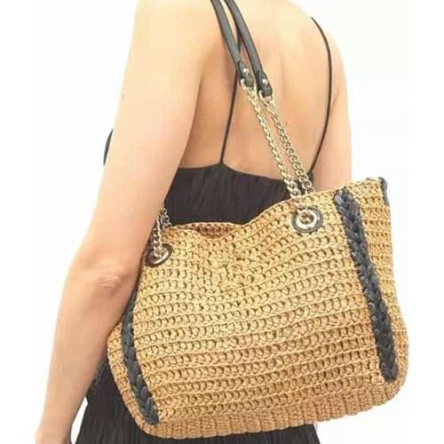 Casual straw women shoulder bags wicker woven handbags rattan summer beach bag large capacity tote lady big purses shopper new