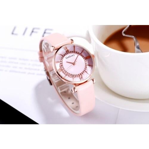Drop Shipping Gogoey Brand Womens Watches Ladies Fashion Leather Rhinestone Analog Quartz Watch Female Clock Relogio Feminino