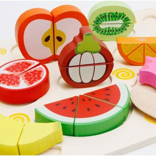 Realistic Kitchen Toy Dollhouse Pretend Play Set Vegetable Fruit Food Wooden Cooking Toy Shape Matching Toy Kids Gift