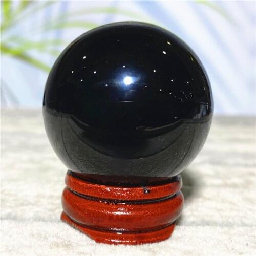 4cm Natural Stone Obsidian Sphere Crystal Ball Healing Room Decoration Holiday Gifts Meditation Reiki Witchcraft Gemstone+ Stand