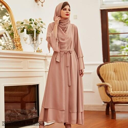 Chiffon Abaya Dubai Turkey Muslim Kimono Femme Musulmane Islam Abayas For Women Cardigan Caftan Marocain Kaftan Robe Djellaba
