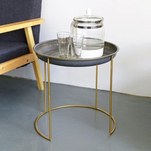Modern simple removable bedside small table iron mini coffee tea table easy assembly sofa side table