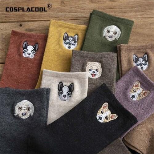 Warm Harajuku Embroidery Animal Funny Socks Women Kawaii Japanese Skarpetki Cute Socks Novelty Cotton Calcetines Mujer Sokken