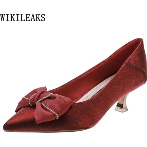 Butterfly Knot High Heels Sexy Wedding Shoes for Women Bride Office 2021 Pumps Women Shoes Party Shoes for Women Zapatos Mujer