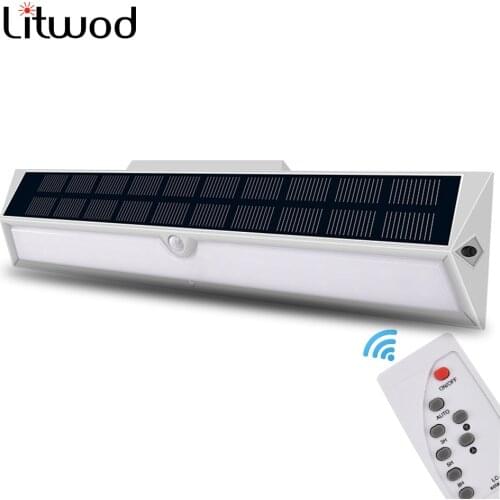 Solar Outdoor Light Remote Control Motion Sensor Street Lamp Garden Fof Decoration 33 Led Built in Battery Sunlight Waterproof