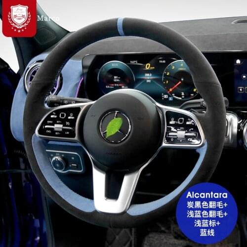 Ultrathin Car Steering wheel cover for Mercedes-Benz C200 GLC 260E 300L CLA 220 GLE 450 real Alcantara Flip Fleece Cover