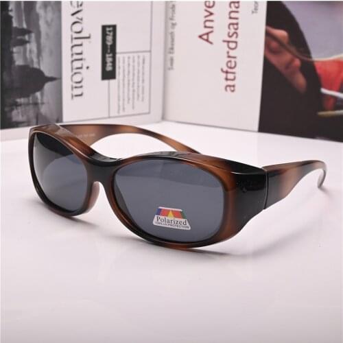 Vazrobe Women Clip Sunglasses Polarized Male Fit Over Eyeglasses Frames Driving Goggles Windproof Myopia Driver Brown Shades